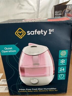 Safety 1st Pink Cool Mist Humidifier — Quiet, Filter-Free Operation